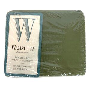 Wamsutta Twin Sheet Set Army Green Easy Care Combed Cotton 220 Thread Count